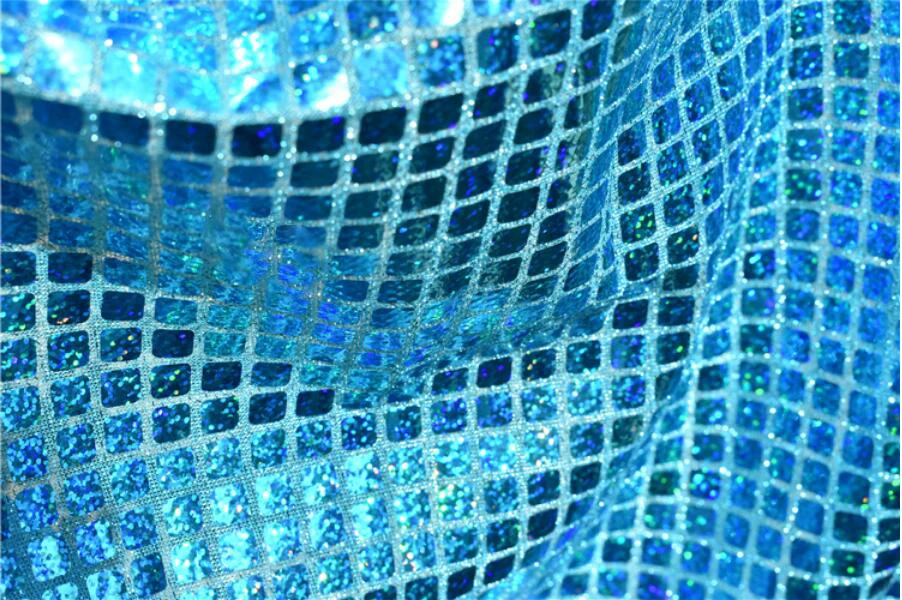 Импортная квадратная Серебряная мягкая зеркальная текстура дизайнерская ткань сложная сетка светоотражающая ткань для одежды