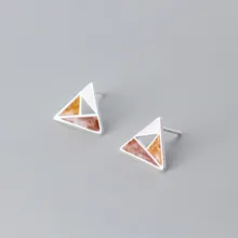 Геометрические треугольные серьги, 925 пробы, серебряные маленькие серьги-гвоздики для женщин, простые серьги-гвоздики, роскошные ювелирные изделия для девочек