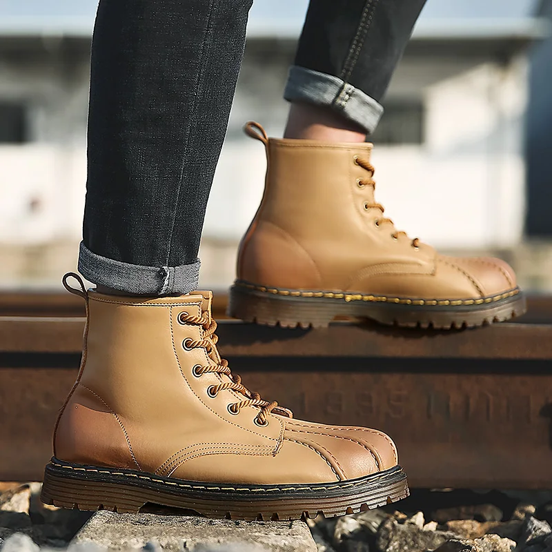 Men's winter boots waterproof short fashion ankle boots for students round toe wear-resistant male boot new