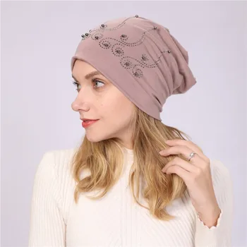 

Fashion Women India Muslim Stretch Turban Hat Floral Cotton Hair Loss Head Wrap Warm Beabies Hat Wholesale Free Ship Z5