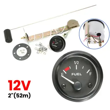 

2" 52mm Fuel Level Gauge Car Meter with Fuel Float Sensor White LED Light Black Rim Automotive Gauges 12V