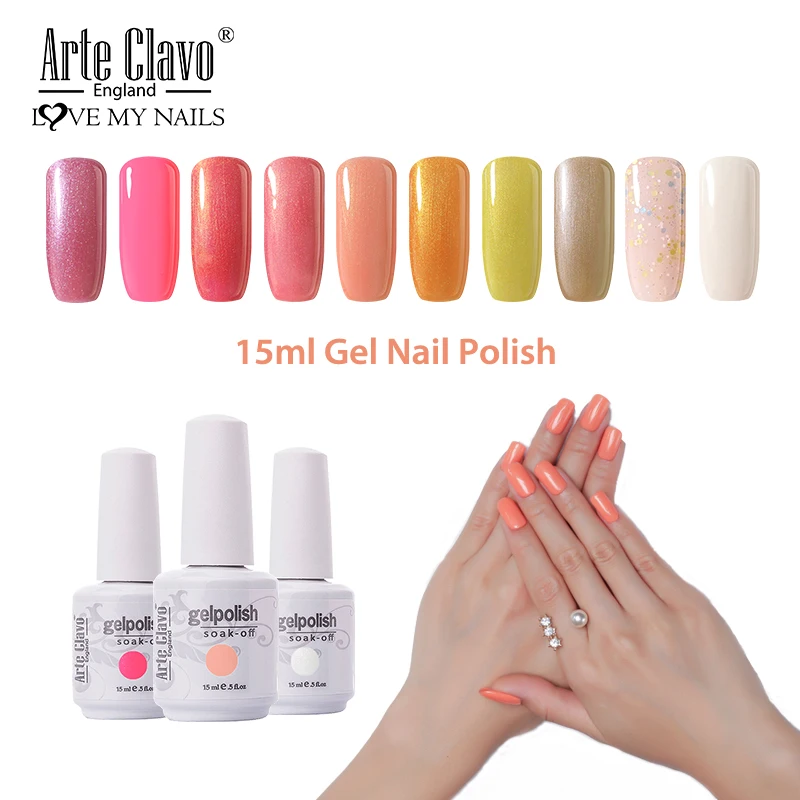 

Arte Clavo 15ml Gel Polish Pink Color Paint Long Lasting Soak Off UV LED Gel All For Manicure Nail Art Cheap Gel Polish Varnish