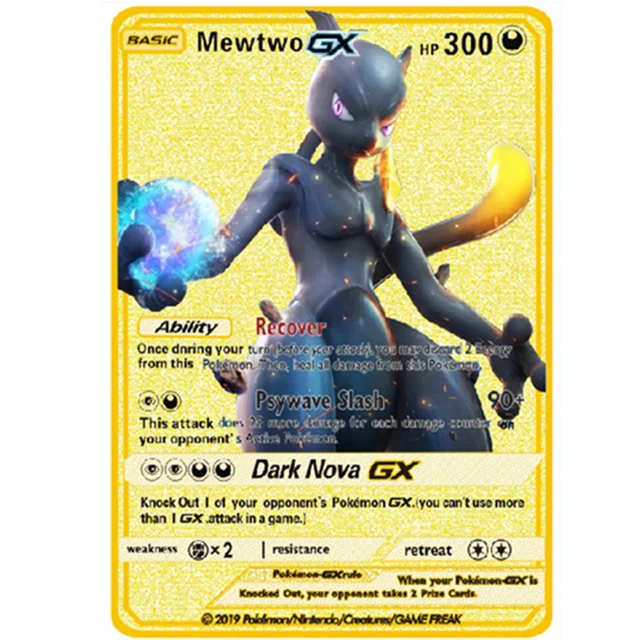 Pokemon Iron Shiny Cards English Charizard Mewtwo Pikachu Metal Cards Vmax Metal Gold Pack Game Collection Cards Gift Kids 1
