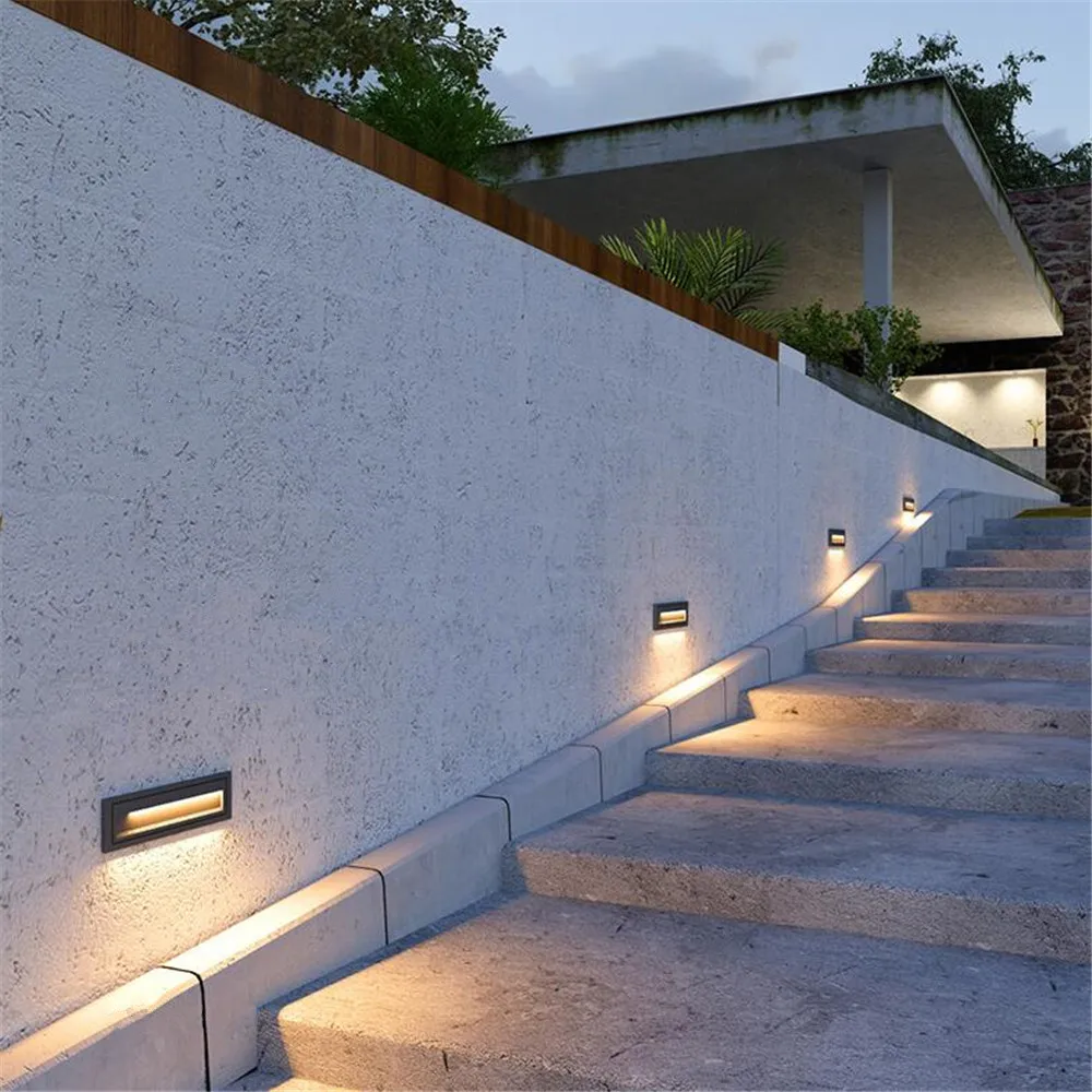 1pcs 15W Recessed LED Stair Light AC85-265V Indoor/Outdoor IP68 Corner Wall Light Stairs Step Stairway Hallway Staircase Lamp
