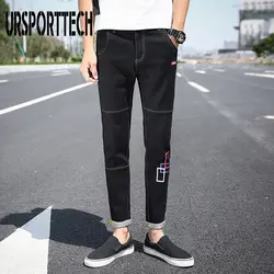 Уличная хип хоп мужские узкие джинсы подходят брюки классические мужские джинсы дизайнерские брюки Повседневная обтягивающая, эластичная