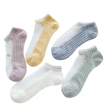 

5pais/Lot Fashionable Breathable Woemn Cotton Socks New Solid Color Ladies Short Sock Spring Clear Cool Student Socks