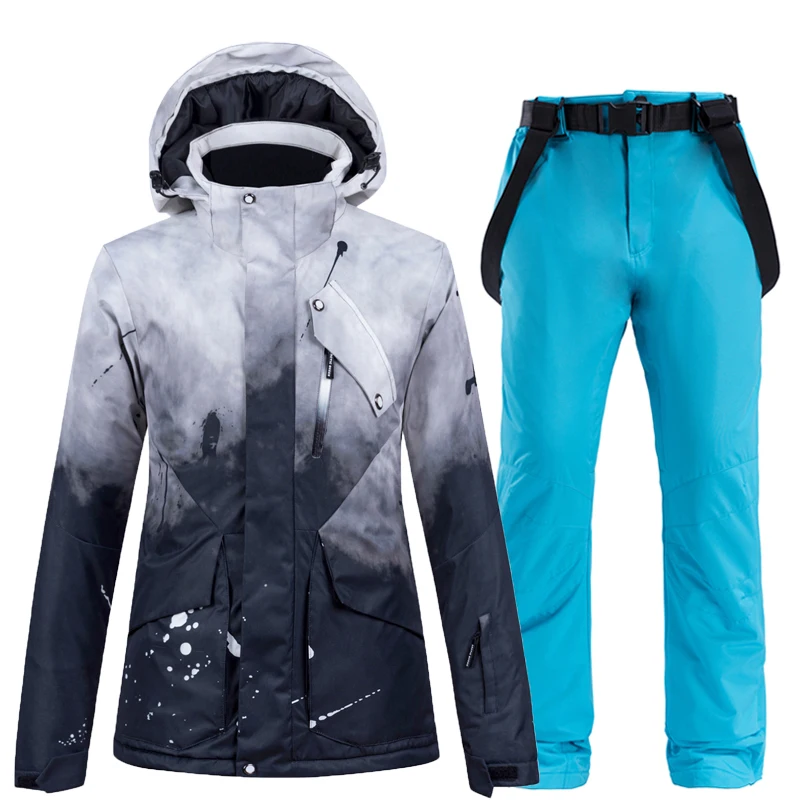 -30�C Warm Ski Suit Women Brand Female Ski Jackets And Pants Warm Waterproof Breathable Skiing And Snowboarding Suits