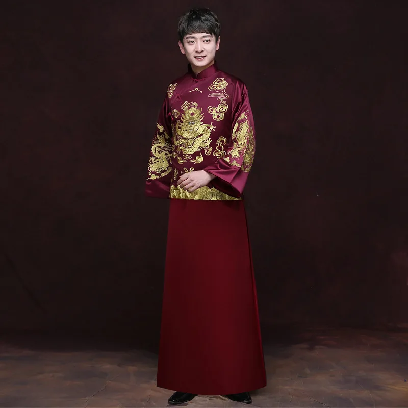 Vestido De Novio Hombre Smoking Smoking Masculino Dress Dragon Phoenix Gown Wedding Bridegroom Toast Jacket Tang Suit Xiuhe