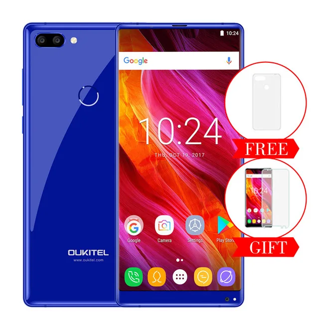 Синий Oukitel MIX 2 5.99" 4G Smart Phone 6GB+64GB 21MP 4080mAh Mobile Phone pk xiaomi mix 2 FREE GIFT: a glass film and a earphone - Цвет: Синий