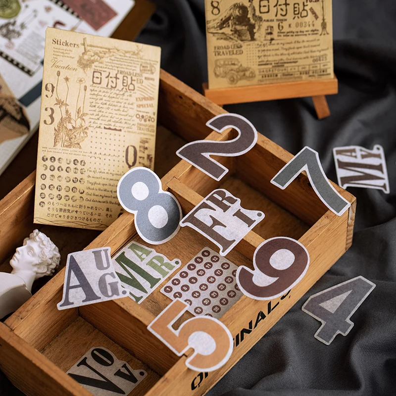 32 X Vintage Writable Calendar Stickers Bullet Journal Diary Craft Paper Calendar Stickers Scrapbooking Flakes School Supply