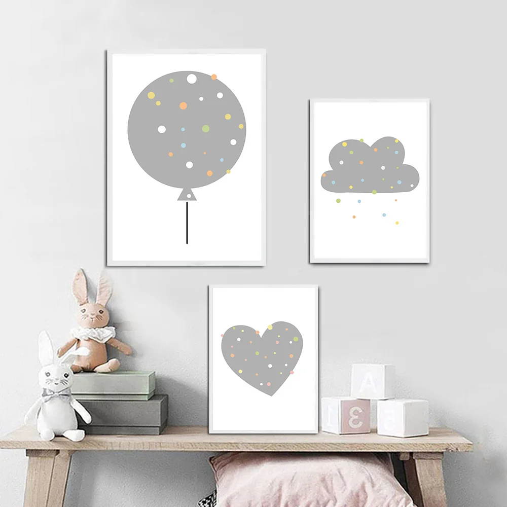 

Cartoon Posters And Prints Balloon Wall Pictures Love Canvas Painting Nordic Style Nursery Wall Art Poster Kids Room Home Decor