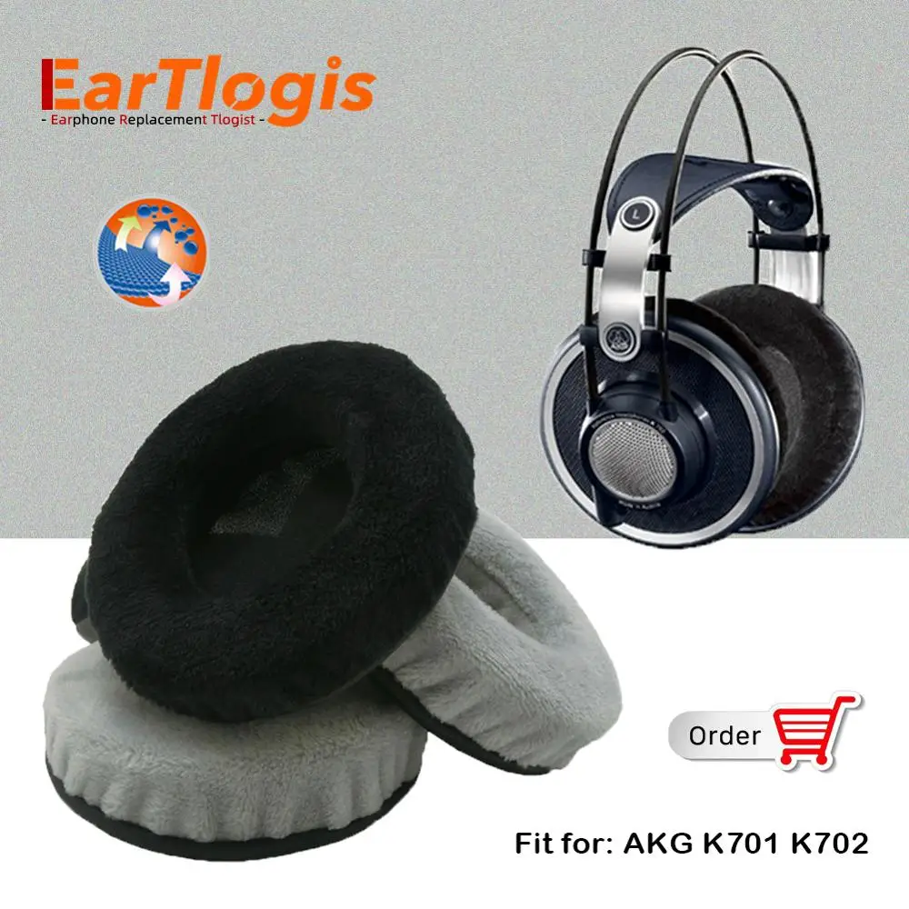 

EarTlogis Velvet Replacement Ear Pads for AKG K701 K702 K-701 K-702 Headset Parts Earmuff Cover Cushion Cups pillow