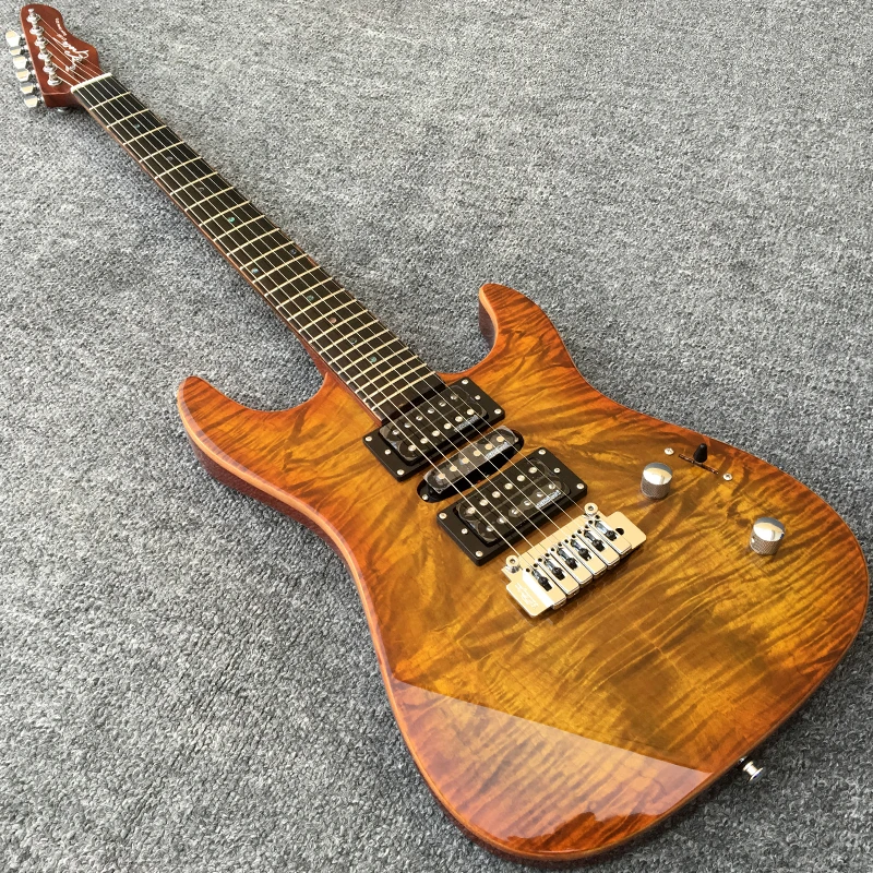

Grote Electric Guitar with Wilkinson Pickup & Bridge, High Quality Locking Tuners, Abalone Dots Inlays, Solid Mahogany & Koa top