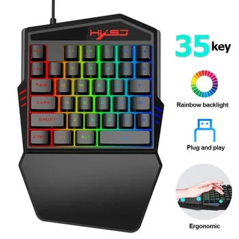 

One-Handed Mechanical Gaming Keyboard 35 Keys Gaming Keypad Cool Light RGB Backlight Game Controller For PC For PS4 Xbox