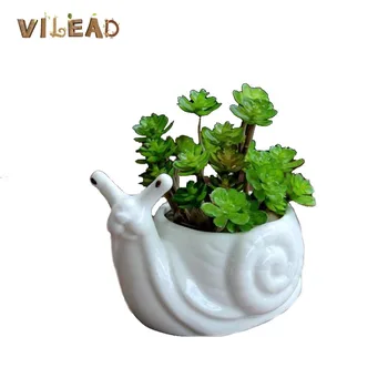 

VILEAD 13cm White Ceramic Snail Vase Nordic Style Living Room Bedroom Succulents Plants Flower Pots Home Decor Gardening Pots