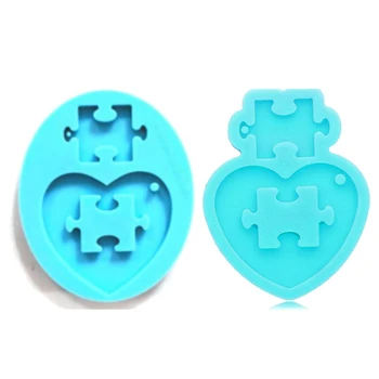 

Heart Puzzle Keychain Silicone Mold Jigsaw Puzzle Epoxy Craft Resin Mold Autistic Love Puzzle Resin Casting Mold Tools