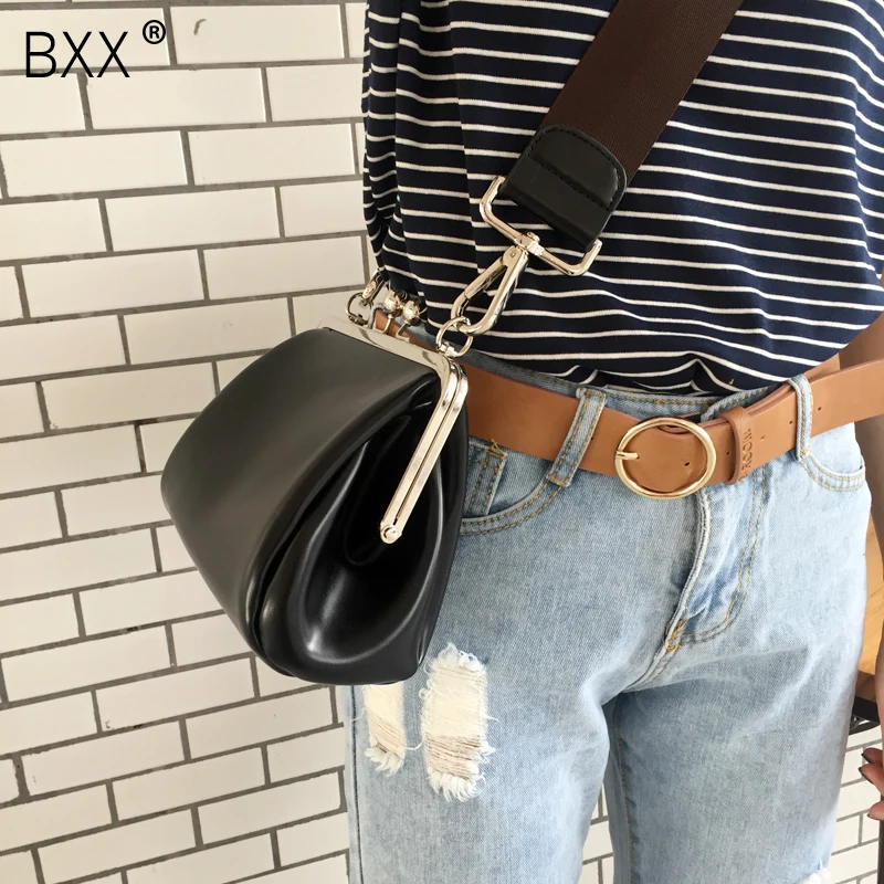 

[BXX] Women's Single Shoulder Crossbody Bag All-match Flap 2019 Autumn Causal PU Leather Messenger Bag Clip Package Tide HI294