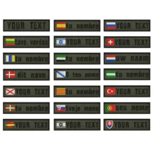 As bandeiras nacionais do fundo verde do exército 10x2.5cm bordaram o nome feito sob encomenda do remendo das listras do texto emblema do ferro ou remendos do revestimento do velcro