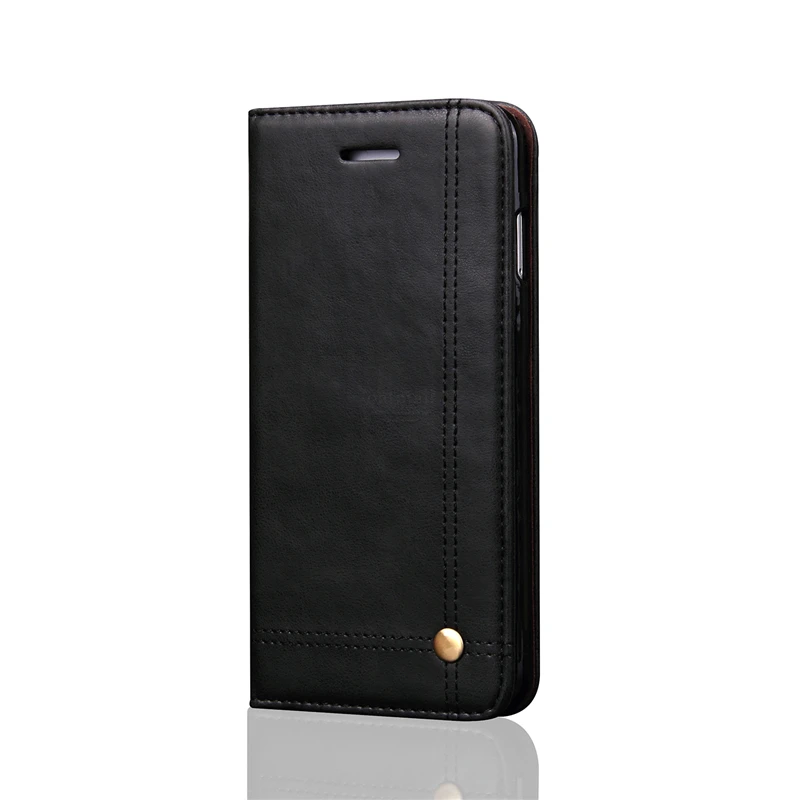 Роскошный кожаный чехол-книжка в стиле ретро для Xiaomi Redmi Note 8 Pro, 7, 7A Pro, чехол с магнитным бумажником и отделением для карт, чехол-книжка, чехол для телефона - Цвет: Черный