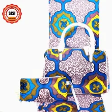 Новое поступление, печатный воск, сумка, сумочка, комплект, Африканский принт, хлопок, воск, ткань, 6 ярдов/шт, для красивых дам, вечерние