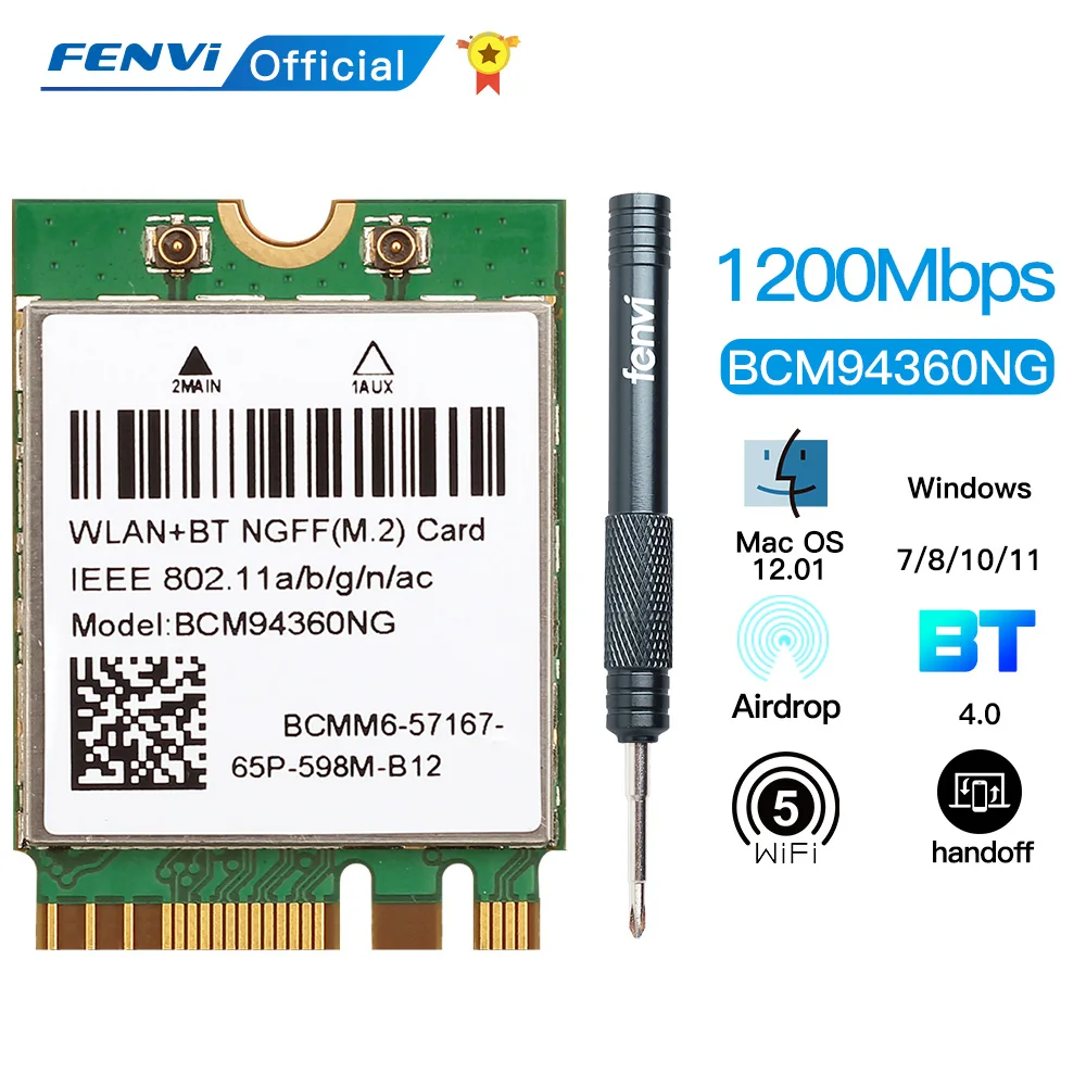 Dual Band Wireless BCM94352Z Desktop M.2 Kit Hackintosh WIFI Card NGFF