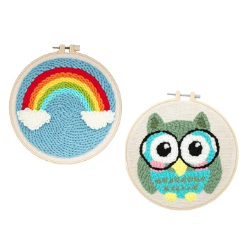 

2Set Owl Rainbow Punch Needle Embroidery Kits Punch Needle Pen 20/24cm
