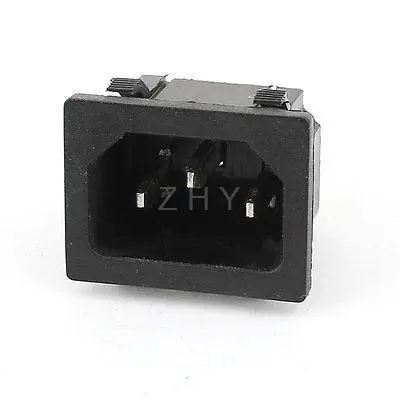 

AC 250V 10A IEC320 C14 3 Pin Male Plug Inlet Black Plastic Power Socket