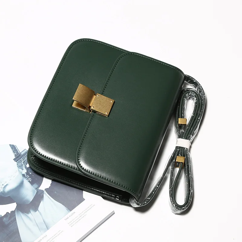 

2017 New Style Original Box Hand Rub Pattern Cowhide Square Bag Genuine Leather Square Sling Bag Shoulder WOMEN'S Bag