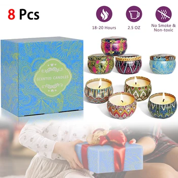 

8 Aromatherapy Aromatherapy Candles Natural Soy Wax Travel Tin Can Home Decoration