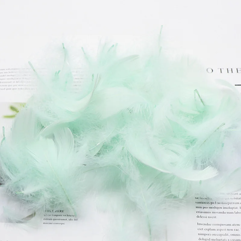mint green Дешевые 1000 шт./пакет Свадебная конфетная коробка наполнитель 5 см куриное перо розовый/синий/фиолетовый/мятного цвета Macaron Цвет на День святого Валентина DIY Подарочная коробка Декор - Цвет: mint green