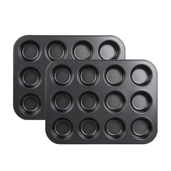 

Carbon Steel Baking Mould 12 Cups Non-stick Cake Mould Mini Cake Mould/Continuous Mould Maffin Non-stick Coating Baking Tray
