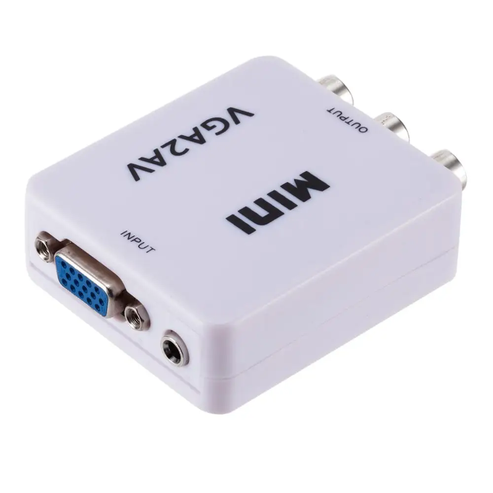 Mini VGA to RCA Converter Adapter HD Video Converter Box VGA to AV Support 1080P VGA2AV For PC Notebook TV HD