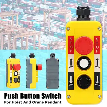 

1PC 2 Buttons with Emergency Stop Hoist And Crane Pendant Control Station Hand Remote Rainproof Push Button Switch