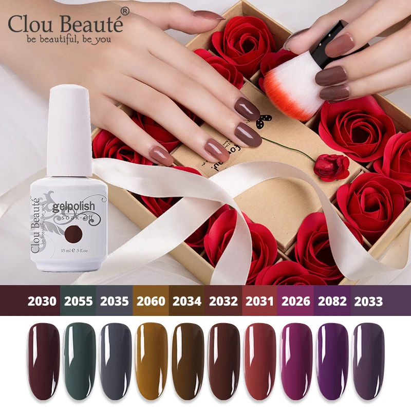 Набор гелевых лаков Clou Beaute, 10 шт., полуперманентный Гель-лак vernis, УФ и светодиодные гель-лаки, гибридный долговечный Гель-лак для ногтей, набор блестящих гелей - Цвет: 05