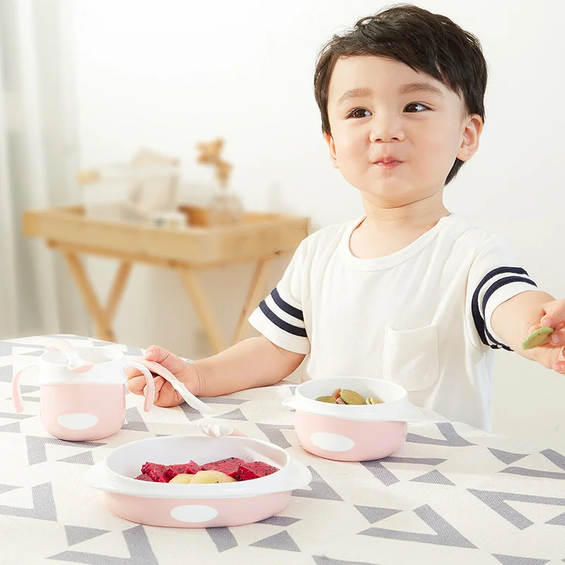 Xiaomi Youpin младенца комплект посуды, чаша ложка Вилка тарелка чашка для кормления Еда посуда детская посуда, столовая посуда с защитой от перегрева