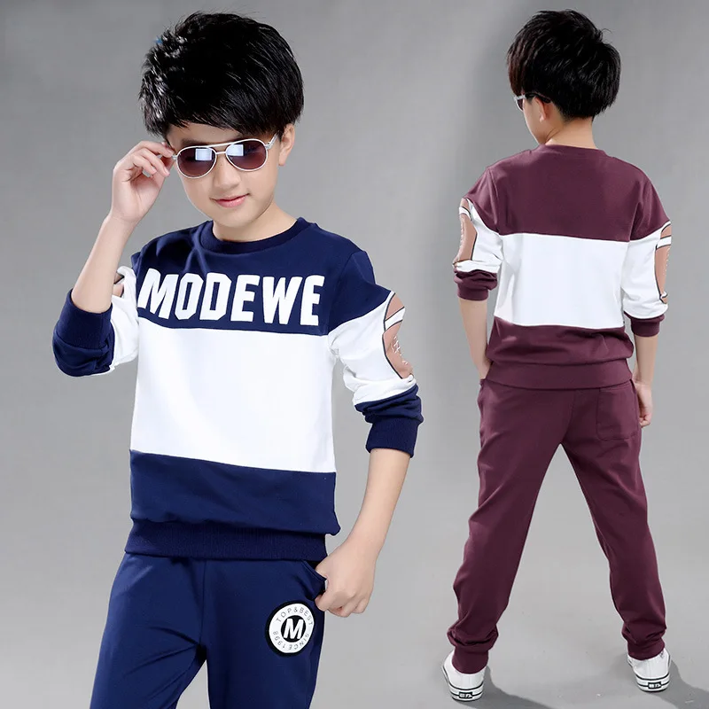 2022 Kids Clothes Sports Suits Boy Clothing Tracksuits Sets spring Autumn split t shirt hoodies + pants 5 6 7 8 9 10 11 12 Year |