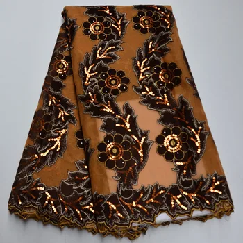 

African Velvet Lace Fabric With Sequins Nigerian French Velvet Lace Fabric High Quality Sequined Velvet For Wedding Dress DC4585