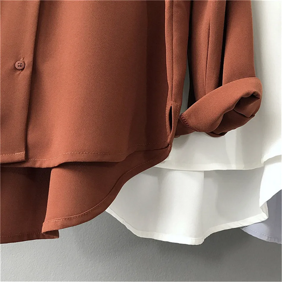 High quality Casual Chiffon white Women blouse shirt oversized Three Quarter sleeve loose shirt office wear casua tops blusas (6)