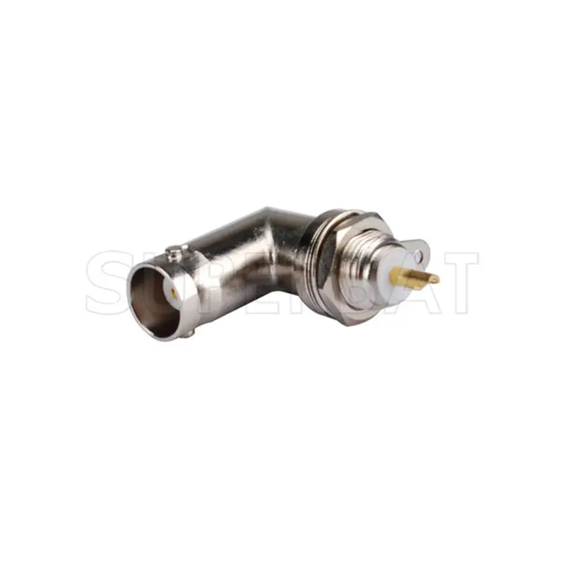 Superbat 10pcs BNC Panel Mount Female Bulkhead Right Angle with Solder Cup Connector for Electronic Components