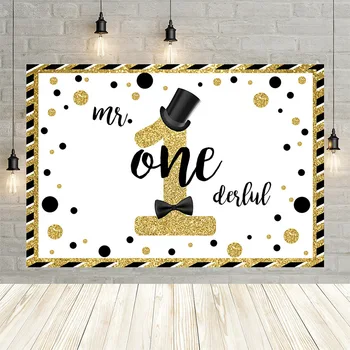

Avezano Boys 1st Birthday Photography Background Black Gold Spots Black Hat Party Decoration Backdrop for Photo Studio Photocall