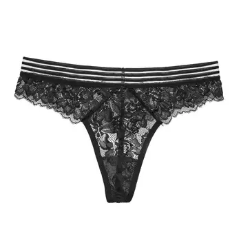 

Fashion Sexy Lace Floral Thong Panties Transparent M-XL Panties Section Thin Panties Low Hollow Waist M0Y3