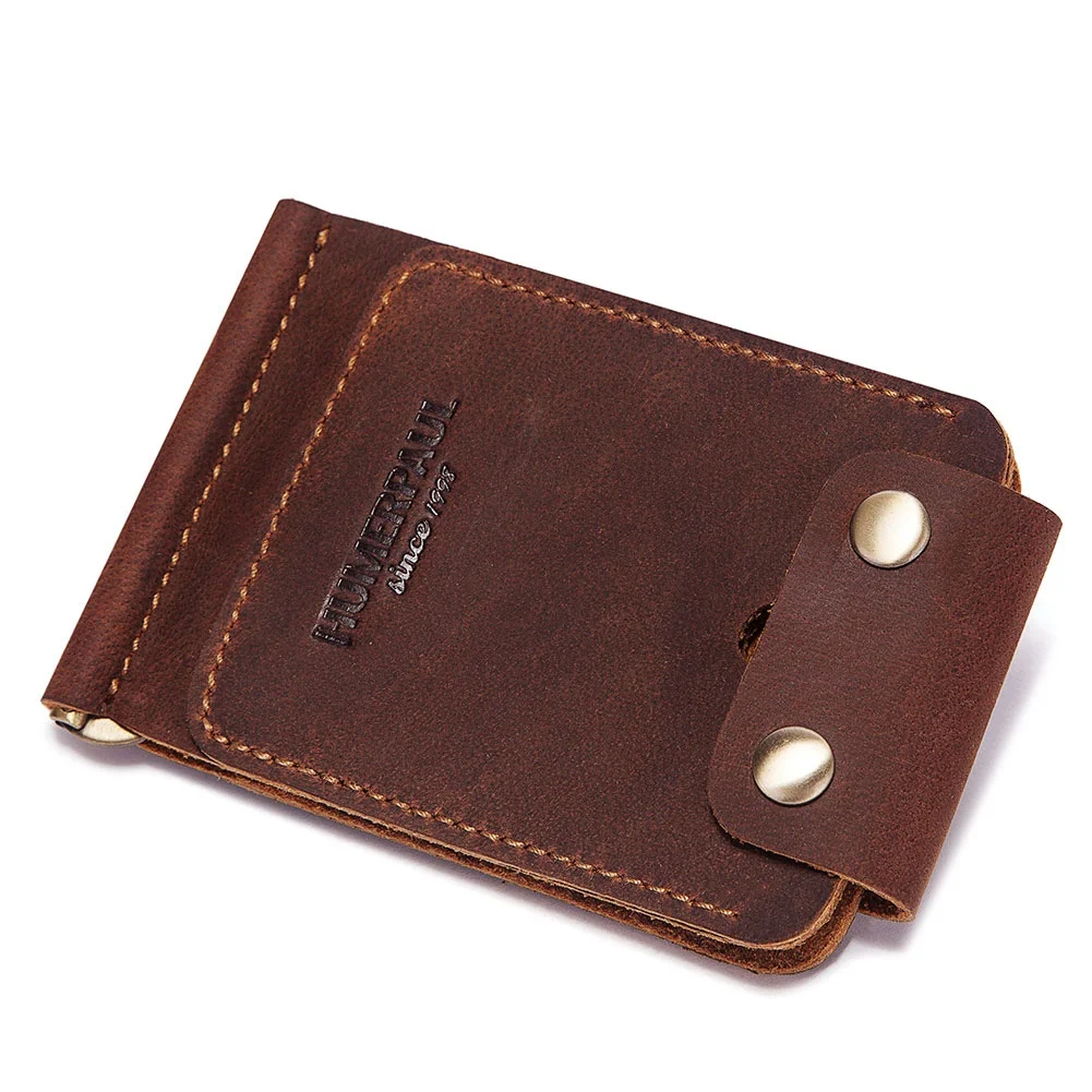 Vintage New Men Money Clip Wallet Genuine Leather Fashion Business Credit Card Money Holder Purse Male Clip Case Cuzdan Portfel money clips wallet