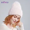 ENJOYFUR Winter hats for women warm long rabbit fur hair female caps fashion solid colors wide cuff young style beanies ► Photo 3/6