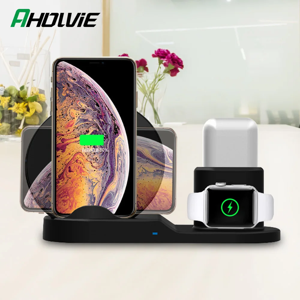 Беспроводная зарядная док-станция 3 в 1 для Apple watch 2 Iphone 11 Pro XS MAX XR X 8 Airpods быстрая
