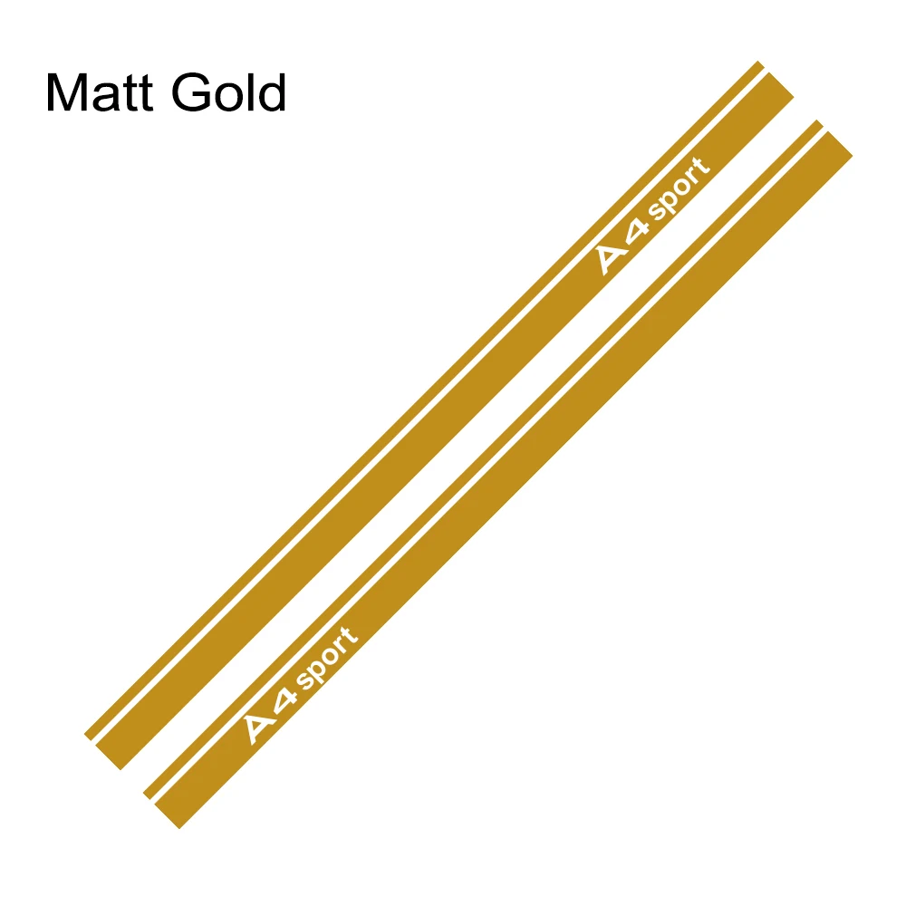 Matt Gold Автомобильный боковой двери юбка наклейки для автомобиля Audi A4 B5 B6 B7 B8 B9 A3 8P 8V 8L A6 C6 C5 C7 A5 A1 8X A7 A8 Q5 Q7 Q3 Q1 TT автомобильные аксессуары - Название цвета: Matt Gold