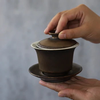 

LUWU ceramic tureen gaiwan teacup handmade chawan 125ml