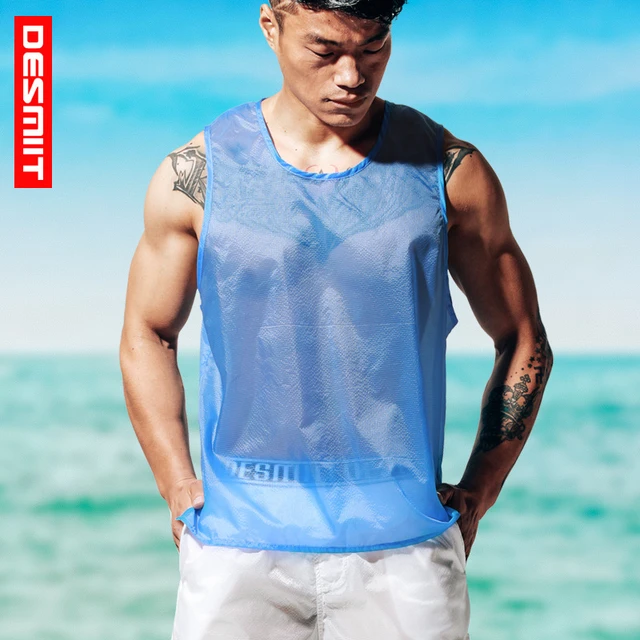 Ultra-thin Soft Surf Swim Shirt Men Sleeveless Beach Sun Proof Shirts Quick  Dry Water Sport