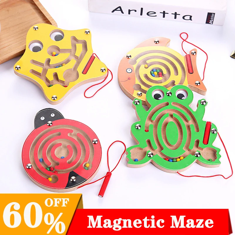 

Baby Wooden Puzzle Toy 0-12 Months Animal Magnetic Maze Jigsaw Board Kids Toys Early Education Brain Teaser Game Gift 3D Puzzles