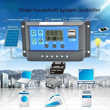 

10A / 20A / 30A Solar Panel Battery Charge Controller 12V/24V Auto LCD USB Dual Regulator Q6A0