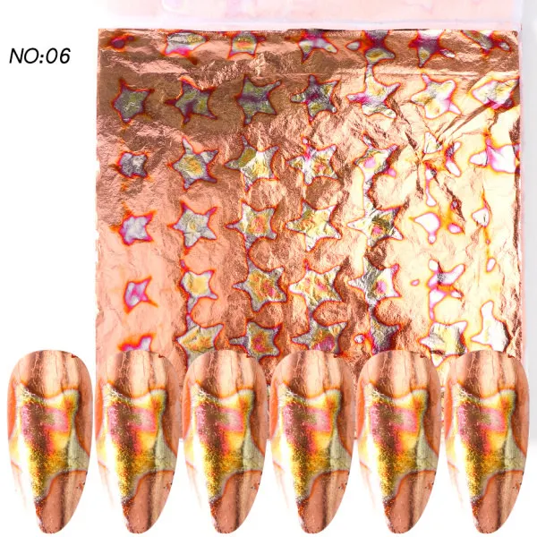 Бронзовые золотые наклейки для нейл-арта, металлическая фольга для ногтей, голографический слайдер, полное покрытие для ногтей, переводная бумага для маникюра, ногтей CH1546 - Цвет: 06
